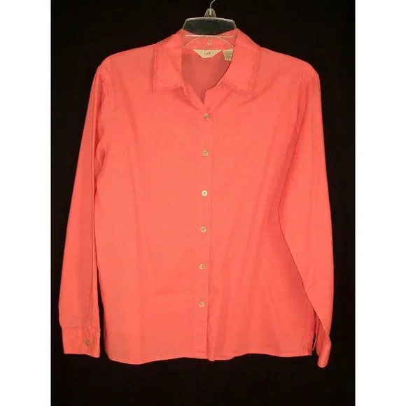 J. Jill Top XS Button Down Ruffle Collar Orange Coral - Picture 6 of 7